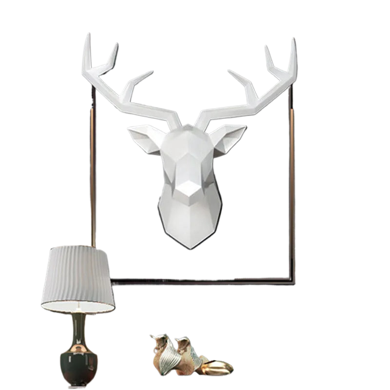 Skanto | Deer Head Sculpture Animal Statuette Figurines Wall Mount Creative Elk Art Antler Statuette for Office Decor Wall Hanging
