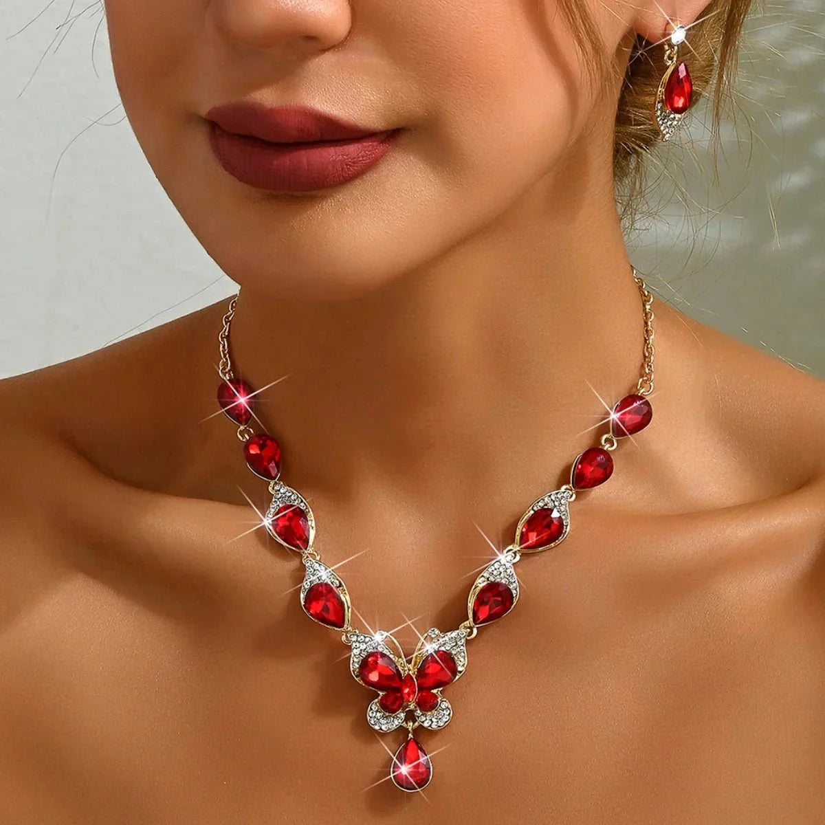 BowLift | Diamond Gem Set Butterfly Necklace and Earring Set