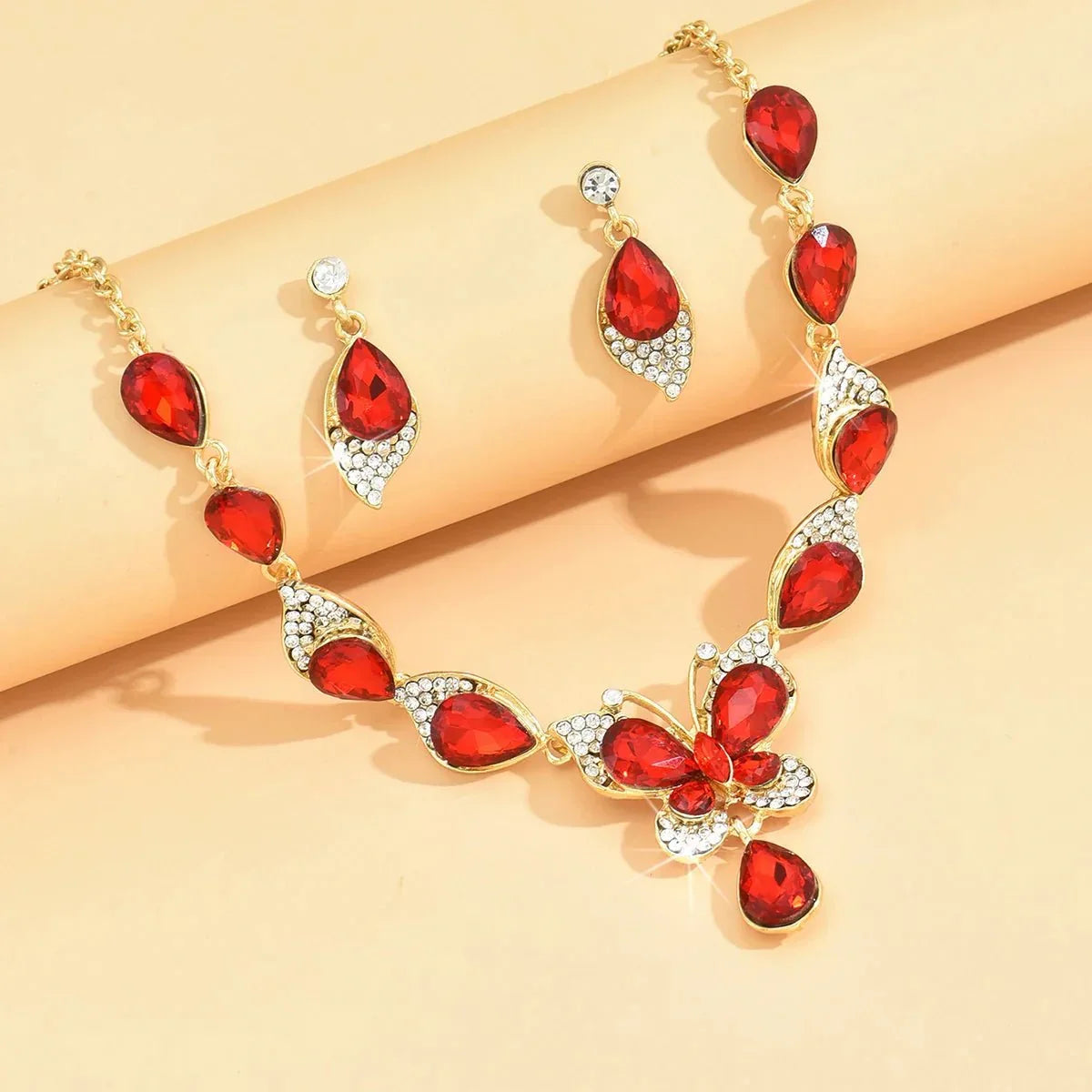 BowLift | Diamond Gem Set Butterfly Necklace and Earring Set