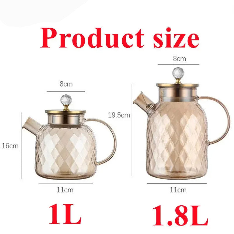Diamond Type Glass Water Kettle Creative Glass Kettle Bottle | Karnz