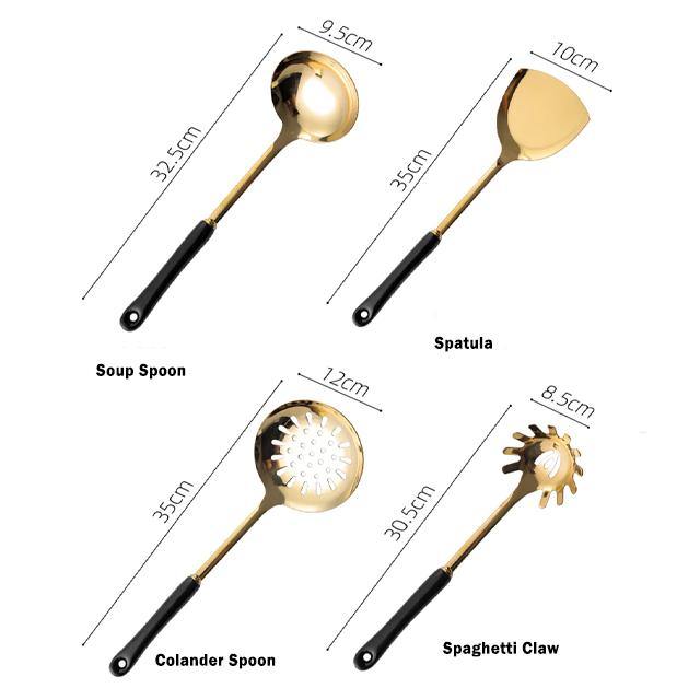 Skanto | Golden Kitchen Utensils with Stand