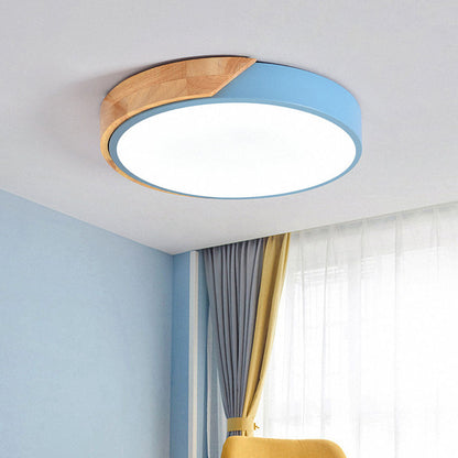 Skanto | Round Minimalist LED Ceiling Lights with Wood Decor – Modern Design, Dimmable