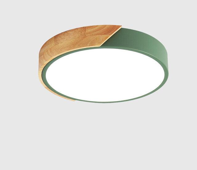 Minimalist Round LED Ceiling Lamp with Wood Decor – Modern Design, Dimmable | Skanto