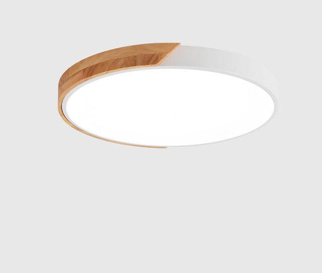 Minimalist Round LED Ceiling Lamp with Wood Decor – Modern Design, Dimmable | Skanto