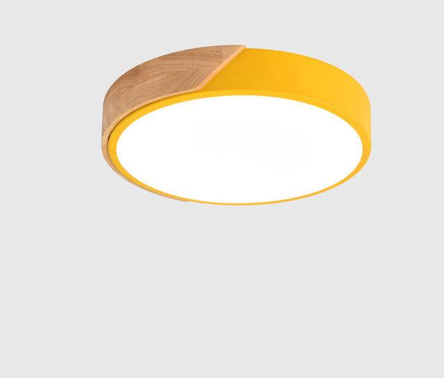 Minimalist Round LED Ceiling Lamp with Wood Decor – Modern Design, Dimmable | Skanto