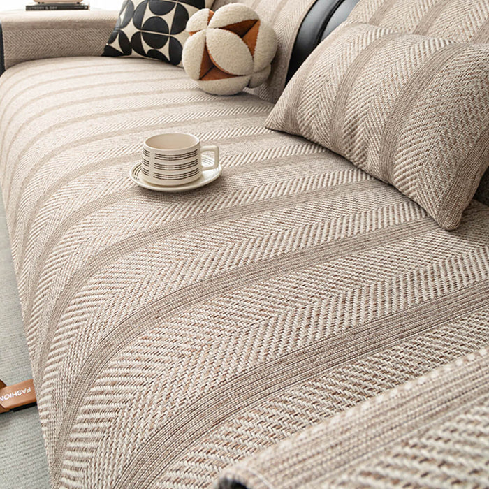 Minimalist Herringbone Sofa Cover | Breathable, Pet-Friendly Protection | Bowlift
