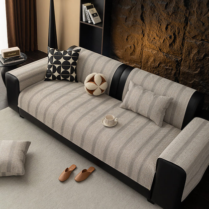 Minimalist Herringbone Sofa Cover | Breathable, Pet-Friendly Protection | Bowlift