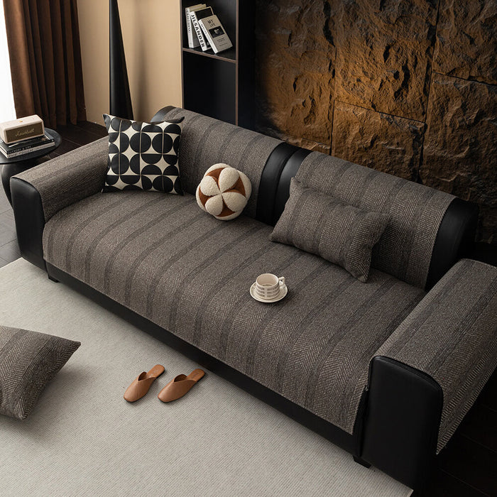 Minimalist Herringbone Sofa Cover | Breathable, Pet-Friendly Protection | Bowlift