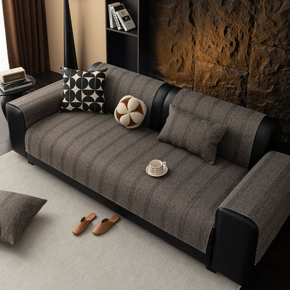 Minimalist Herringbone Sofa Cover | Breathable, Pet-Friendly Protection | Bowlift