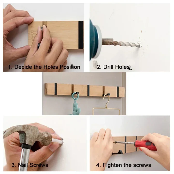 Skanto | Wall-Mounted Wooden Hanger with Hidden Hooks