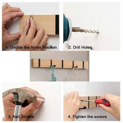 Skanto | Wall-Mounted Wooden Hanger with Hidden Hooks