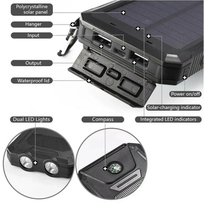 Skanto | 30 000mAh Solar Charger Waterproof Power Bank External