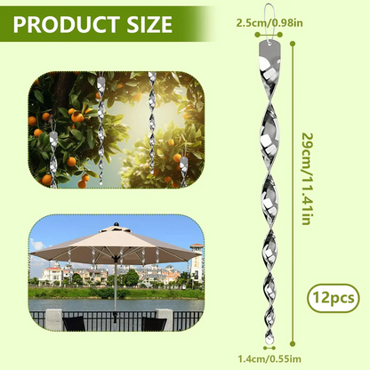 Reflective bird repellent spiral rod