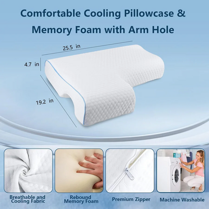 BowLift | Orthopedic Couple Pillow | Arm Tunnel Cuddle Design | Memory Foam