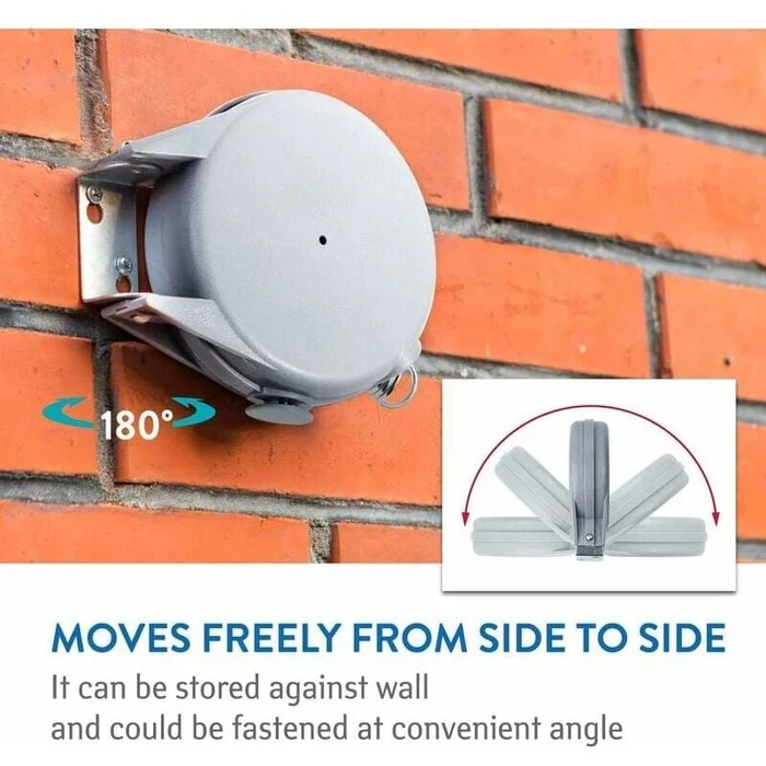 Retractable Wall-Mounted Clothesline with 472-Inch Line and Automatic Retraction