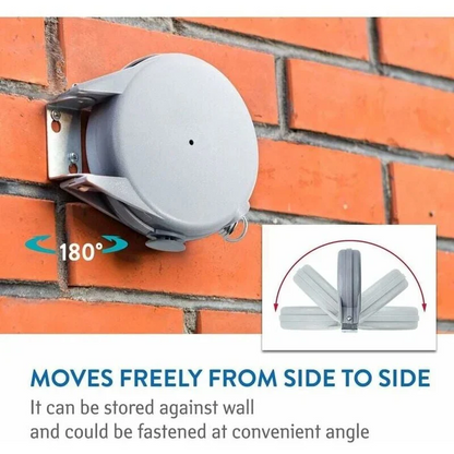 Retractable Wall-Mounted Clothesline with 472-Inch Line and Automatic Retraction