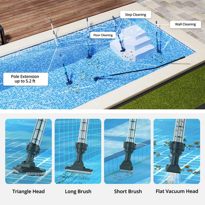 Skanto | Wireless Pool Cleaner, Rechargeable with Interchangeable Heads