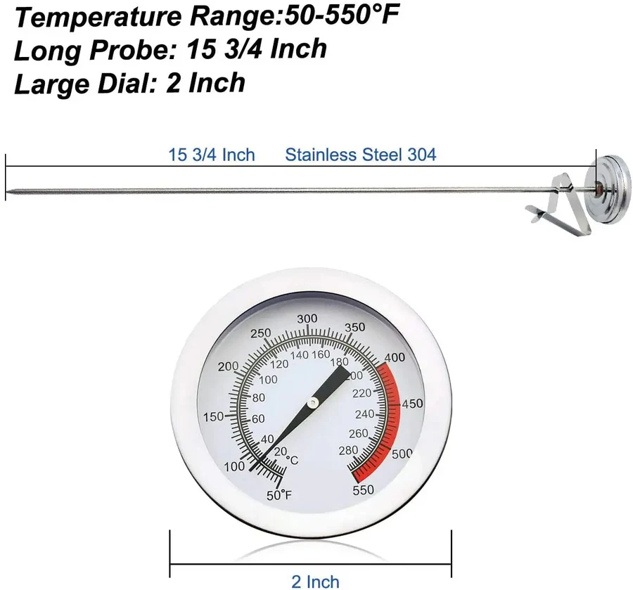 BowLift | Stainless Steel Deep Fry Thermometer with Long Probe