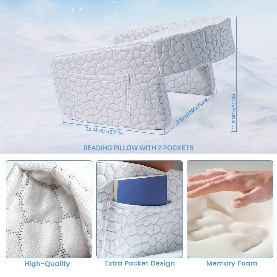 BowLift | Reading Pillow for Bed, Memory Foam with Washable Cover