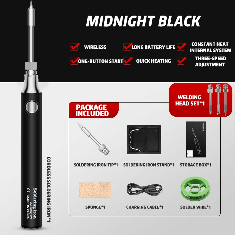 Battery-powered Portable Soldering Iron Set | Cordless & Rechargeable | Karnz