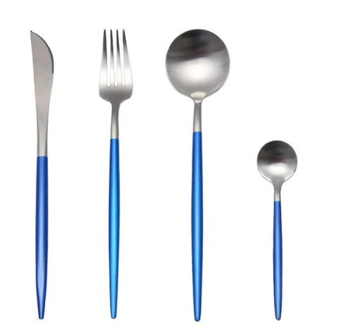 LUXURIOUS STAINLESS STEEL 24-PIECE GOLD-SILVER CUTLERY SET