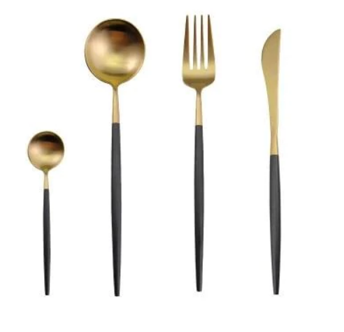 LUXURIOUS STAINLESS STEEL 24-PIECE GOLD-SILVER CUTLERY SET