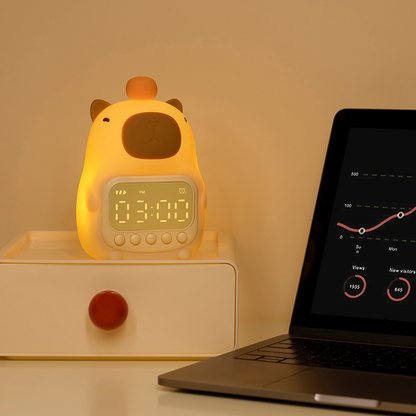 Cute Capybara Night Light LED – Kids Alarm Clock & Bedroom Night Lamp | Skanto