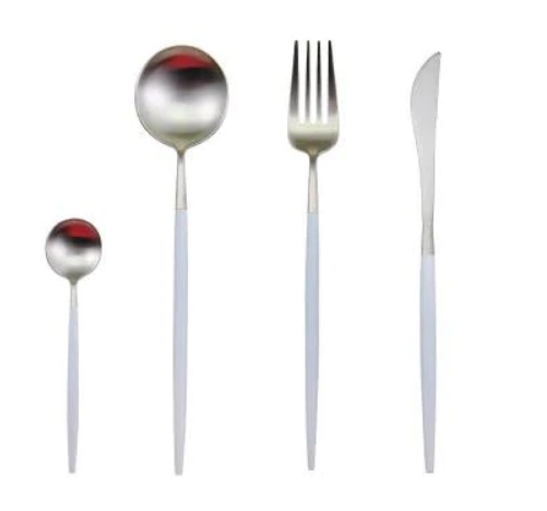 LUXURIOUS STAINLESS STEEL 24-PIECE GOLD-SILVER CUTLERY SET