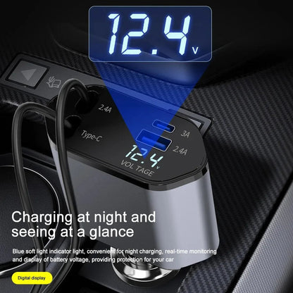 Foldable Car Charger with USB-C and USB-A – 120W Fast Charging | Karnz