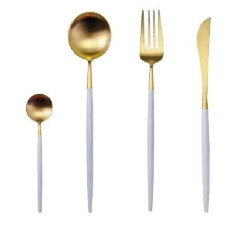 LUXURIOUS STAINLESS STEEL 24-PIECE GOLD-SILVER CUTLERY SET