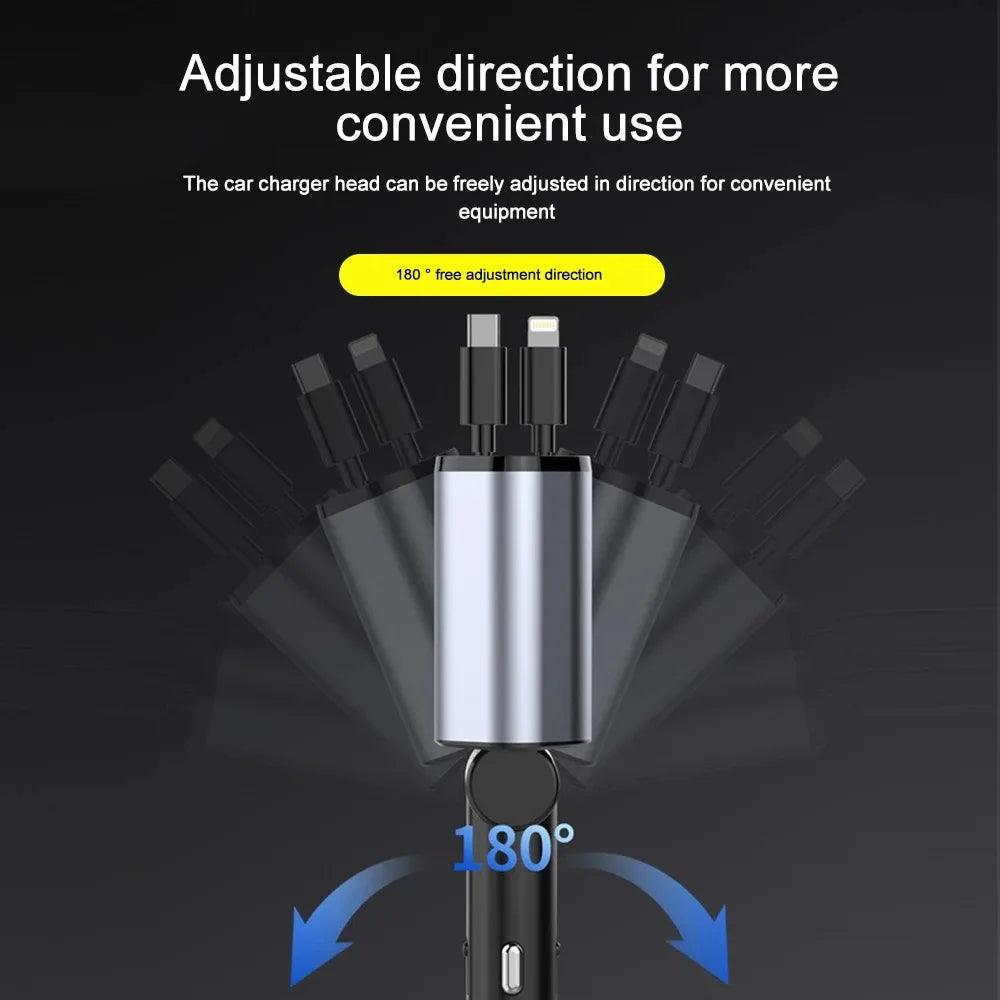 Foldable Car Charger with USB-C and USB-A – 120W Fast Charging | Karnz