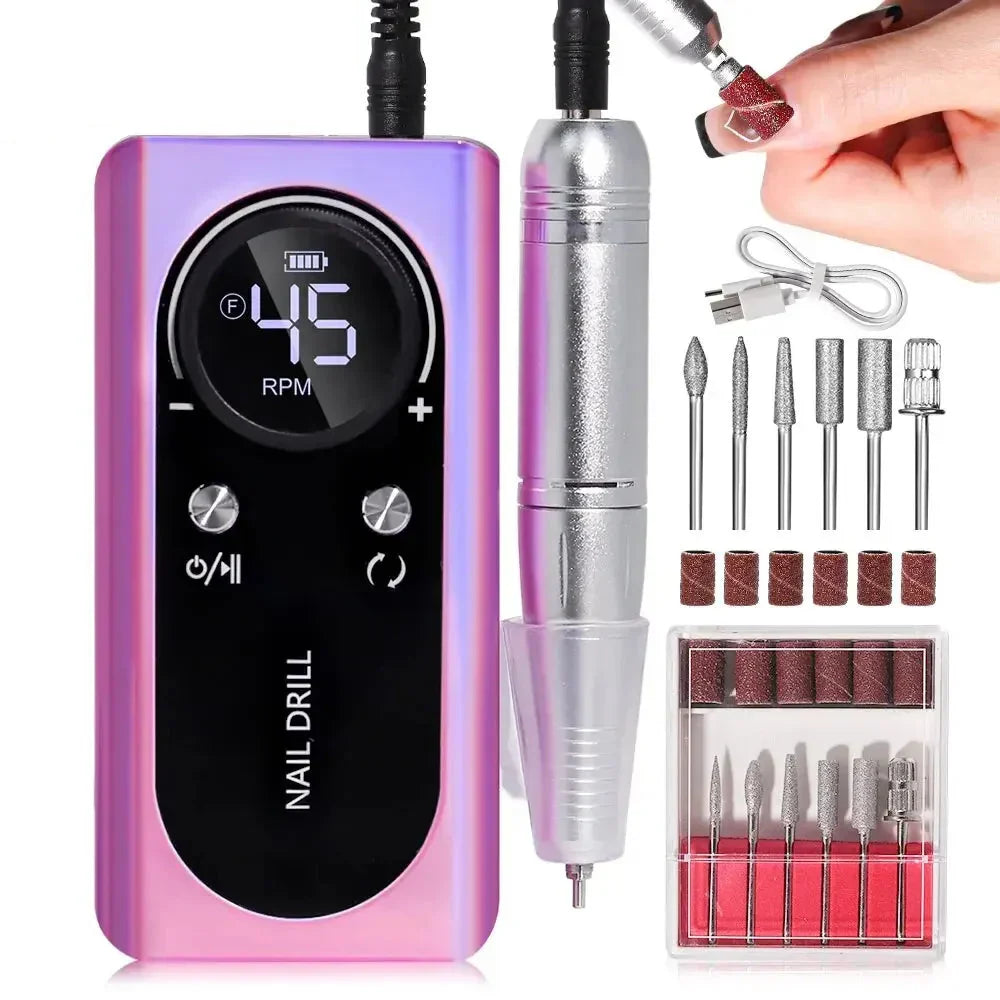 Skanto | ProNail 45000RPM Electric Nail File – Portable Rechargeable E-File for Manicure & Acrylic Nails | Low Noise