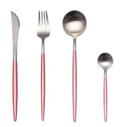 LUXURIOUS STAINLESS STEEL 24-PIECE GOLD-SILVER CUTLERY SET