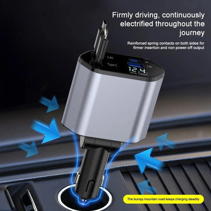 Foldable Car Charger with USB-C and USB-A – 120W Fast Charging | Karnz