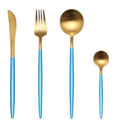 LUXURIOUS STAINLESS STEEL 24-PIECE GOLD-SILVER CUTLERY SET