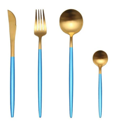 LUXURIOUS STAINLESS STEEL 24-PIECE GOLD-SILVER CUTLERY SET