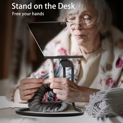 Hands-free magnifying glass with flexible neck for comfortable reading
