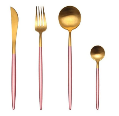 LUXURIOUS STAINLESS STEEL 24-PIECE GOLD-SILVER CUTLERY SET