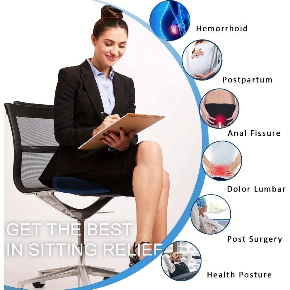 BowLift | Ergonomic Memory Foam Donut Cushion for Tailbone Support