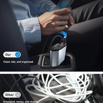 Foldable Car Charger with USB-C and USB-A – 120W Fast Charging | Karnz