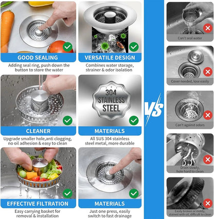 BowLift | Stainless Steel Kitchen Sink Strainer