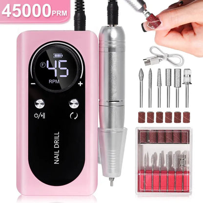 BowLift | Professional 45000RPM portable electric nail file with rechargeable battery | Low noise level for manicure