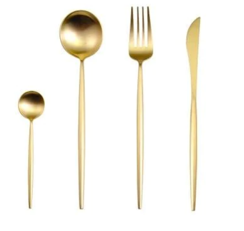 LUXURIOUS STAINLESS STEEL 24-PIECE GOLD-SILVER CUTLERY SET