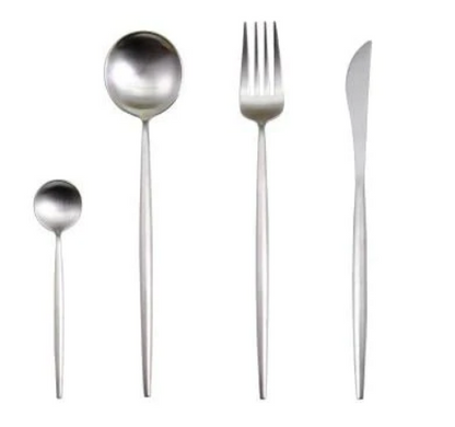 LUXURIOUS STAINLESS STEEL 24-PIECE GOLD-SILVER CUTLERY SET