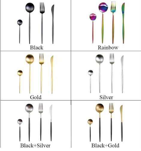 LUXURIOUS STAINLESS STEEL 24-PIECE GOLD-SILVER CUTLERY SET