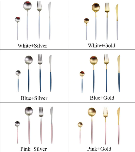 LUXURIOUS STAINLESS STEEL 24-PIECE GOLD-SILVER CUTLERY SET