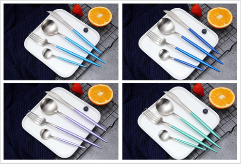 LUXURIOUS STAINLESS STEEL 24-PIECE GOLD-SILVER CUTLERY SET