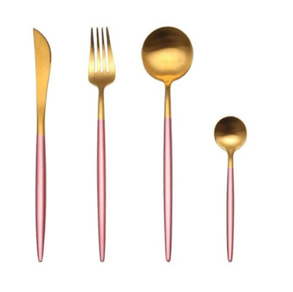 LUXURIOUS STAINLESS STEEL 24-PIECE GOLD-SILVER CUTLERY SET