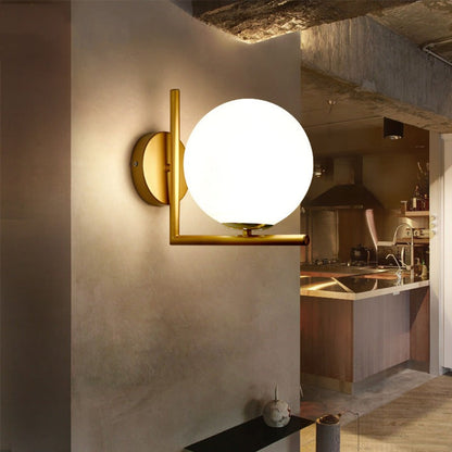 Modern Round Glass Globe Wall Lamp – Elegant Wall Mount for Bedroom & Living Room | Skanto