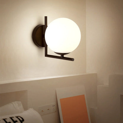 Modern Round Glass Globe Wall Lamp – Elegant Wall Mount for Bedroom & Living Room | Skanto